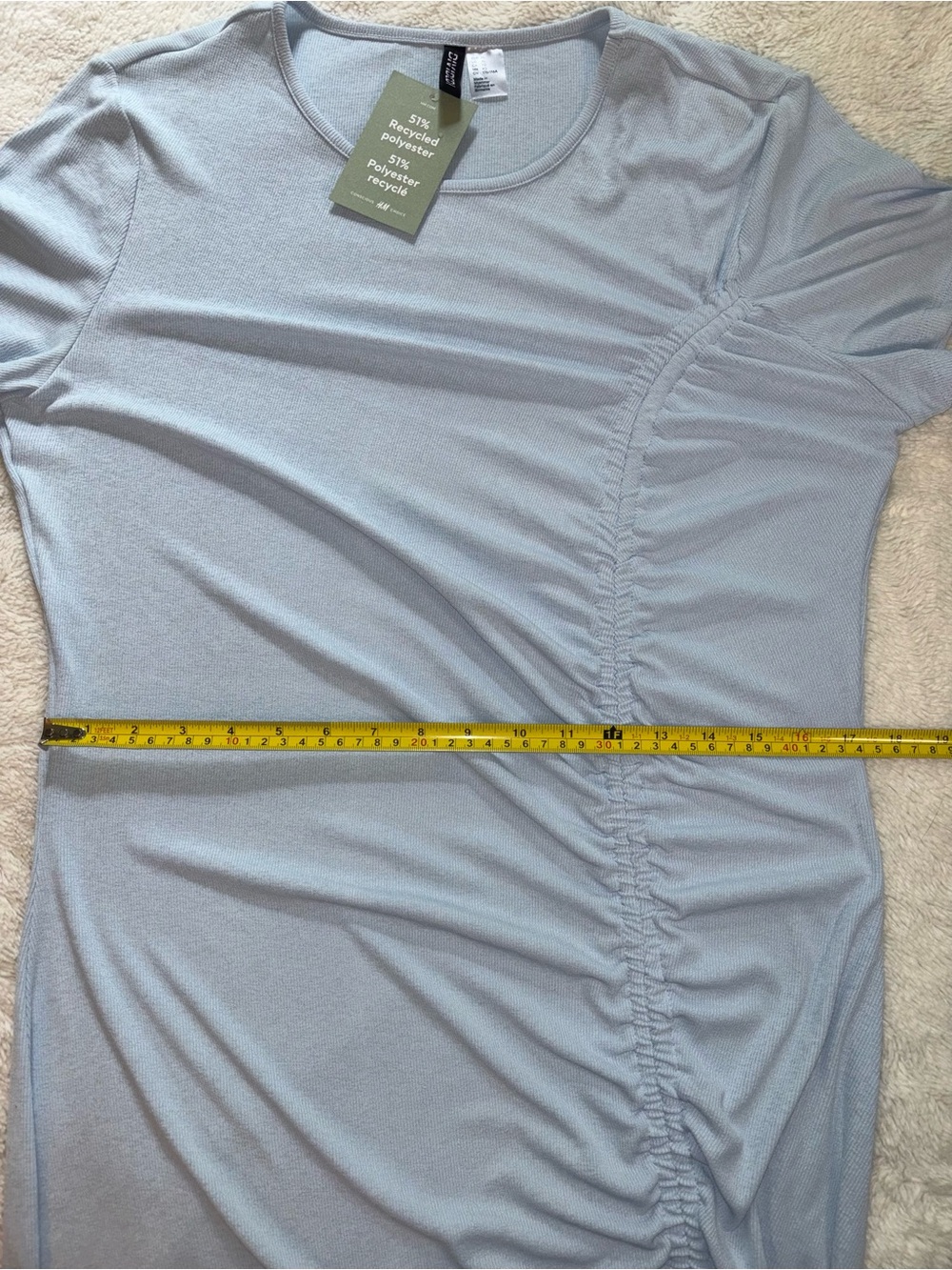 Divided H&M Light Blue Ruched Side Ribbed Knit Dress - Picture 5 of 7